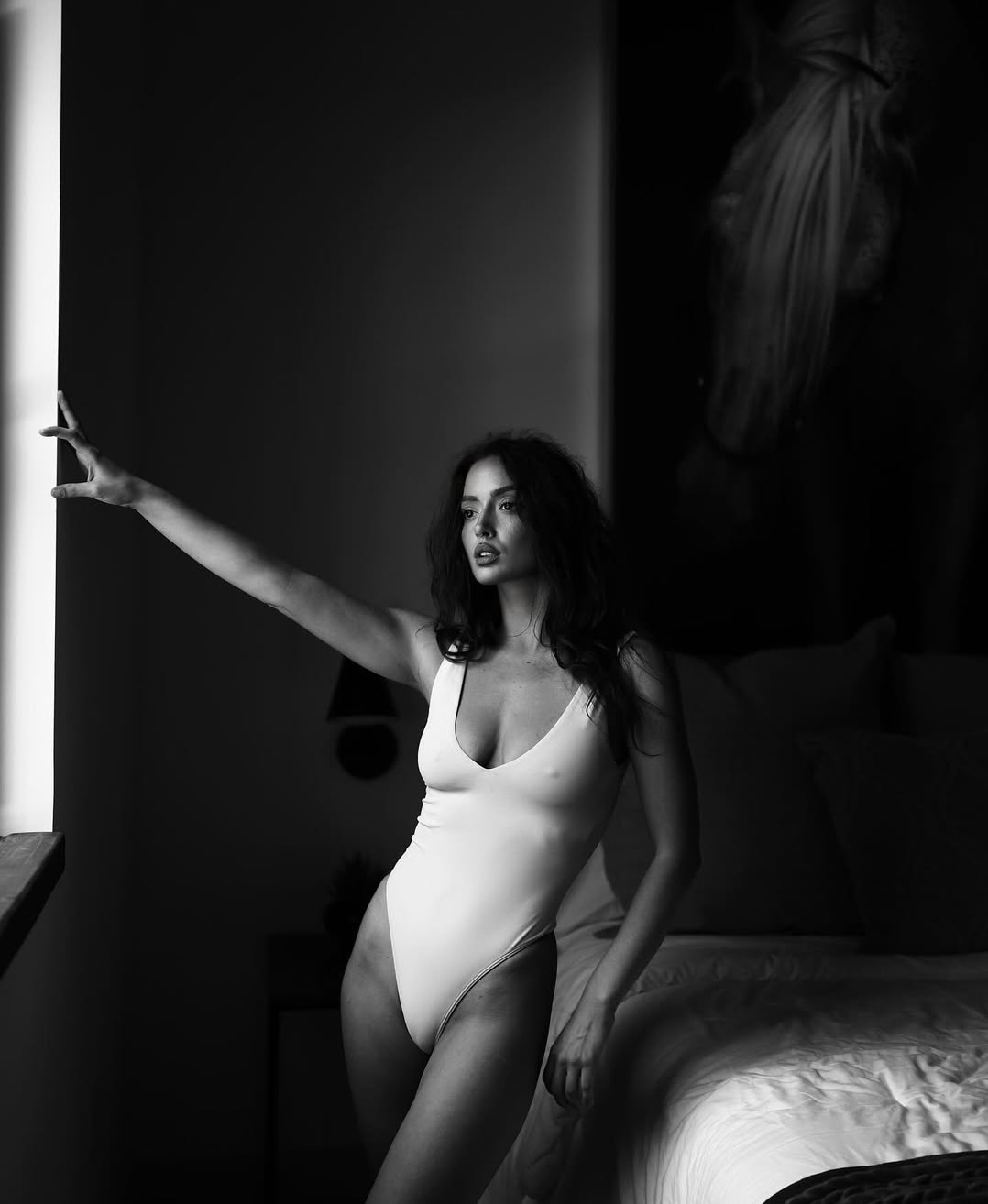 Black and white bodysuit portrait