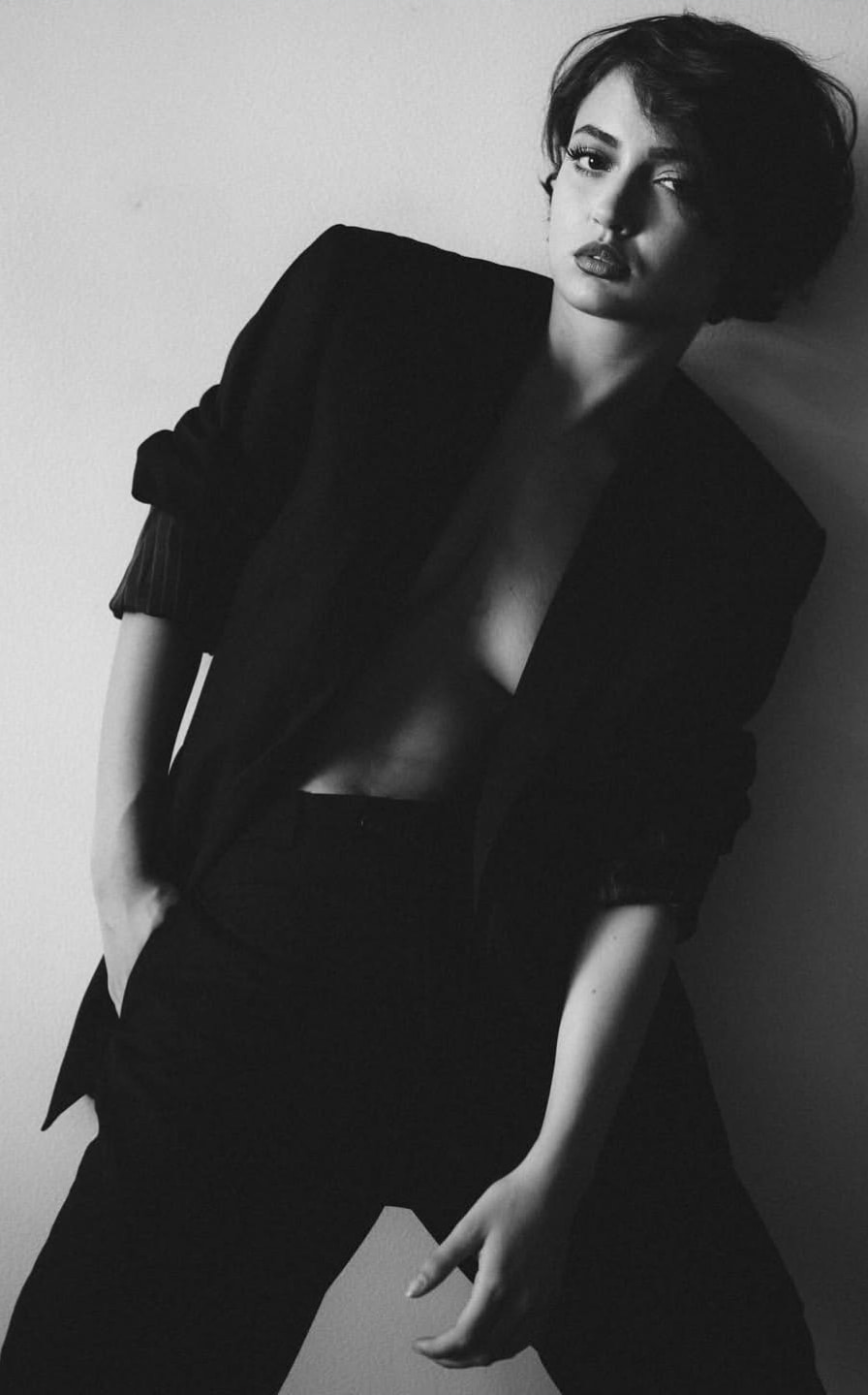 Black and white tailored portrait